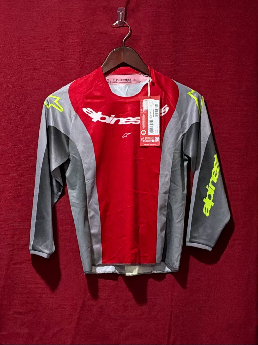 Alpinestars Kids Red, Gray & Neon Yellow Rashguard Swim Top